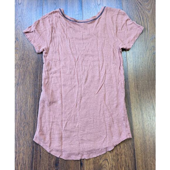 Maje Linen Short Sleeve Coral Top 1 - Picture 2 of 5